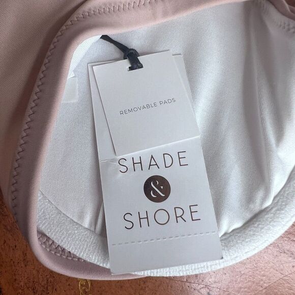 Shade & Shore NWT Blush Pink Boned Tie Neck Bikini Top Size 34D - Picture 7 of 11